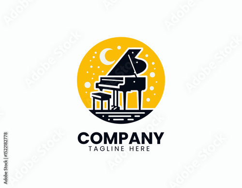 Modern Grand Piano vector Logo design