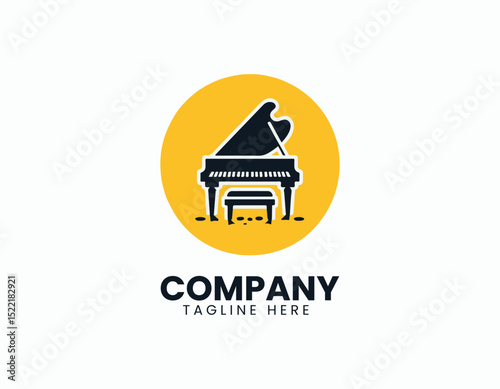 Modern Grand Piano vector Logo design