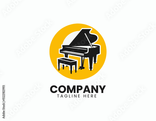 Modern Grand Piano vector Logo design