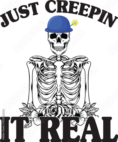 just creeping it real, Halloween Skeleton SVG design.