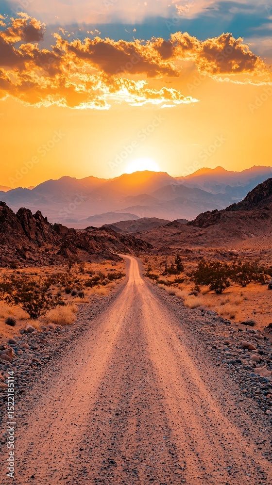 Naklejka premium Desert highway sunset