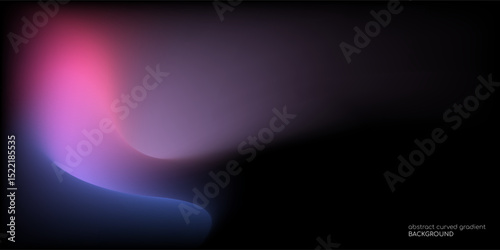 Vector abstract blurred gradient background smooth curve shape with colorful light purple blue on black background