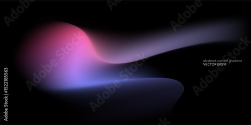 Vector abstract blurred gradient background smooth curve shape with colorful light purple blue on black background