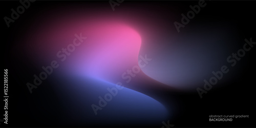 Vector abstract blurred gradient background smooth curve shape with colorful light purple blue on black background