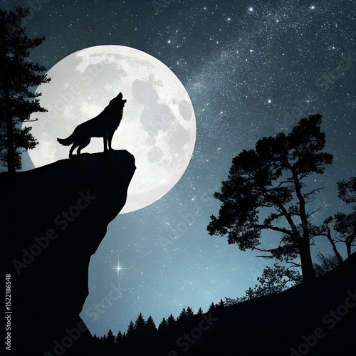 A wolf at night
 photo