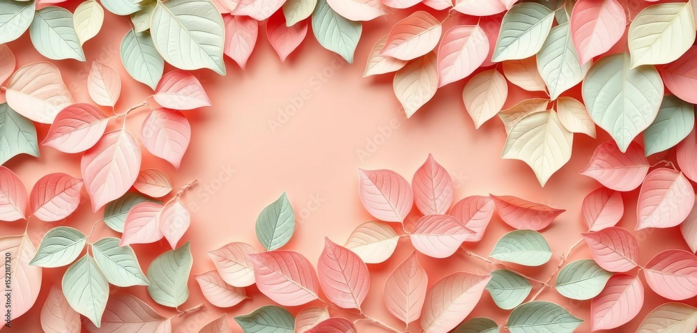 Obraz premium Intricate pastel paper cut leaves forming elegant botanical background patterns, foliage, leaves