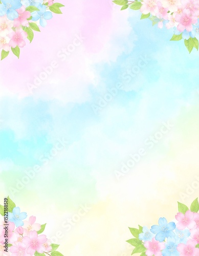 spring floral bouquet corners on pastel background