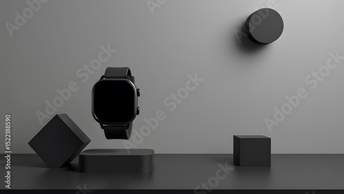 Fitness Tracker on Sleek Monochrome Geometric Stage
