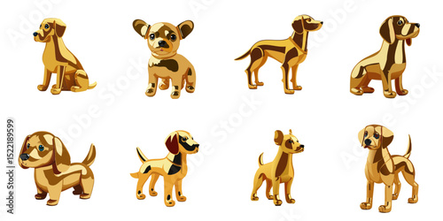 Multiple vector illustrations golden dog

