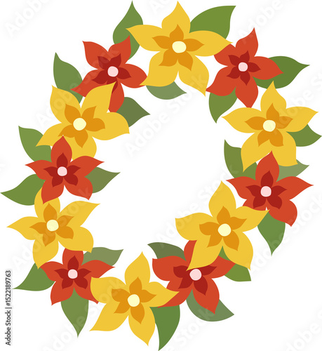 Cute Tropical Flower Wreath Illustration
