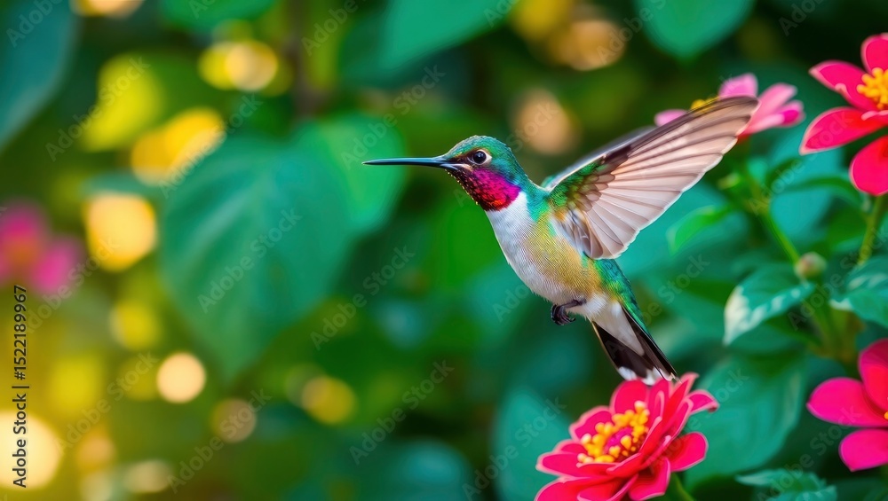 Fototapeta premium red billed hummingbird
