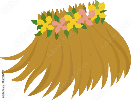 Cute Grass Skirt with Flower Decoration Illustration
