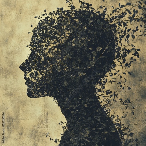 Conceptual artwork showcasing the connection between nature, identity, and the human mind