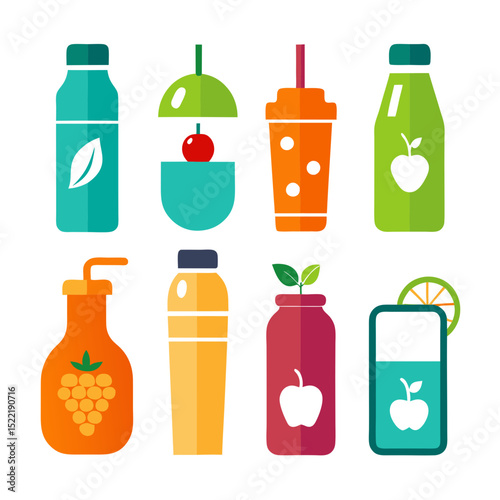 Fresh beverage flat icon illustration on a white background