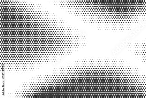 Dotted pattern background with halftone gradient. Abstract textured rays of light and mirror reflection with fade gradation. Simple digital 80s dotted backdrop.