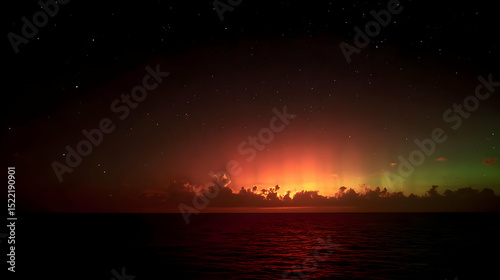 storm over a crystalline ocean with prism-like waves and glowing tides
