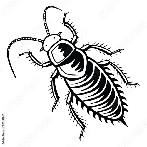 Cartoon vector illustration of an isolated, funny insect, a bee or wasp, with antennas, smiling