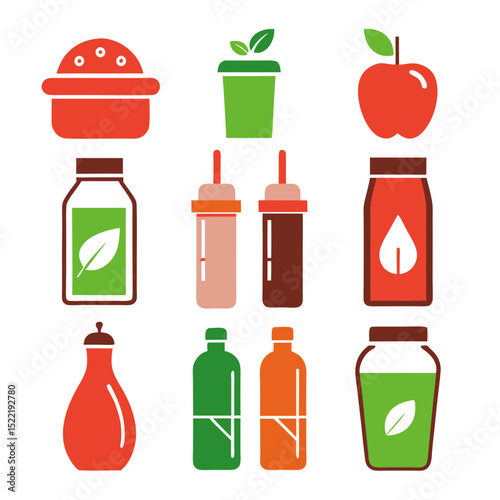 Flat design food and beverage icon illustration set