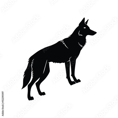Black and white animal vector silhouettes, featuring dog, wolf, and other wild or pet mammals