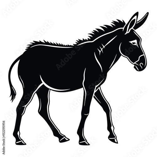 Black horse vector silhouette illustration of a running farm animal