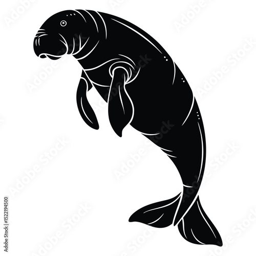 Black vector fish silhouette for tribal tattoo design