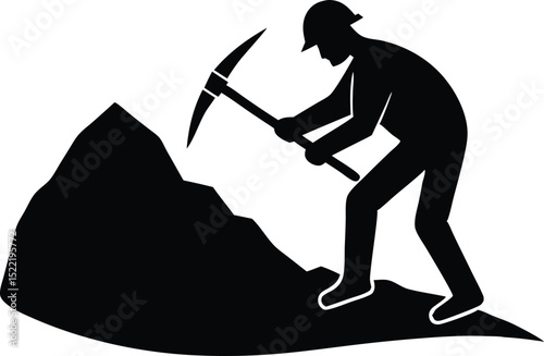  pickax mining silhouette vector