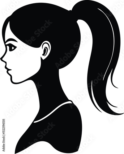 woman ponytail silhouette vector icon