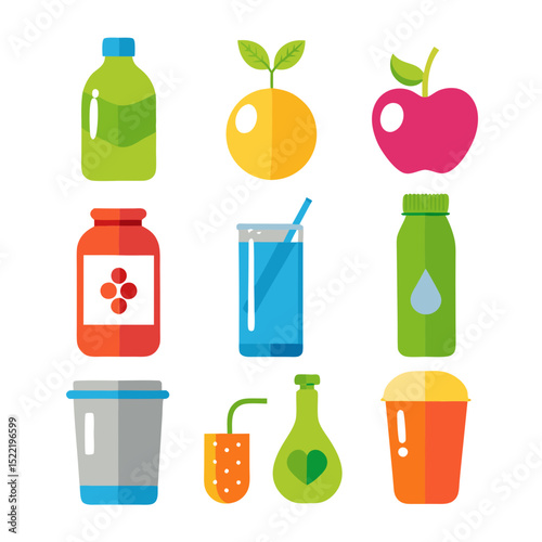 Fresh beverage containers vector illustration on white background