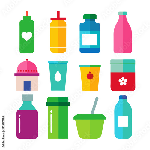 Collection of vector containers, packaging mockups, bottles and jars