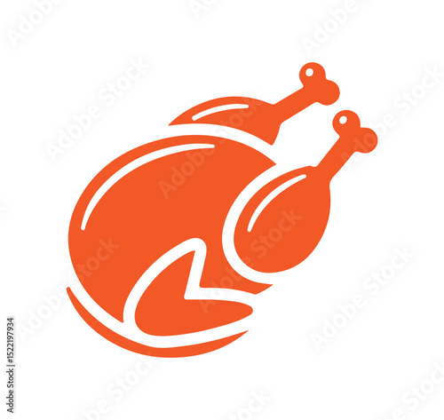 Vector Chicken on Plate – Food and Restaurant Icon