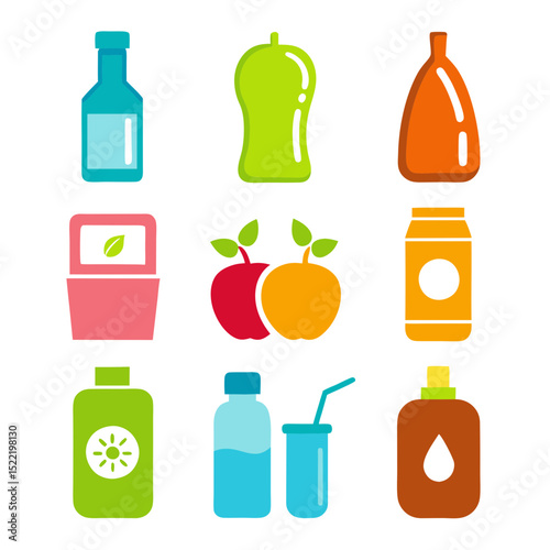 Fresh food icons showcasing a bright healthy lifestyle