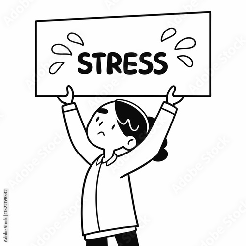 Person Holding a Sign Indicating the Word "Stress"