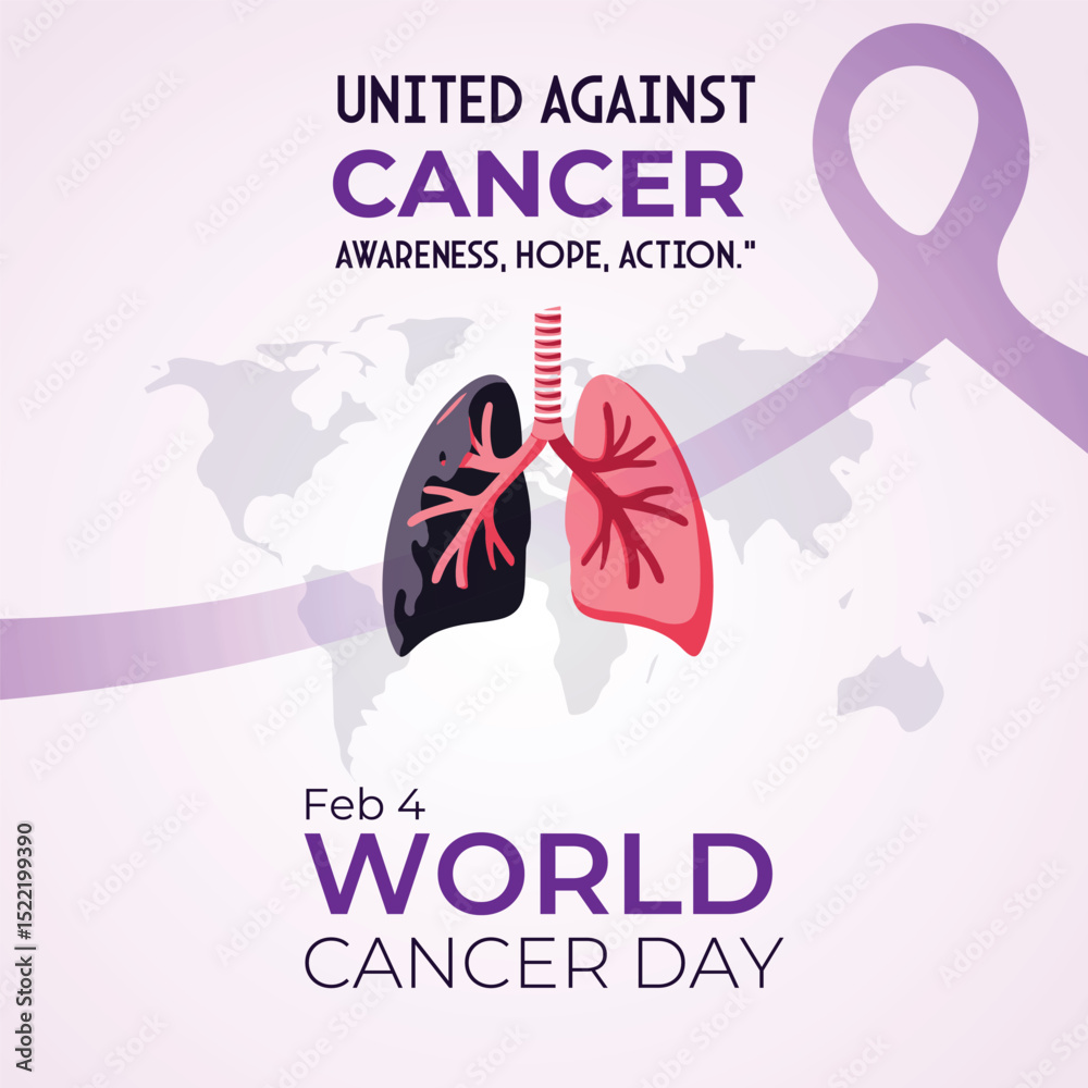 Obraz premium World cancer day awareness concept illustrating hope and united action against disease