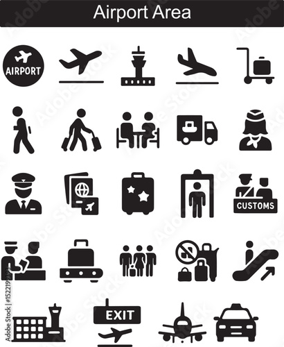 Airport Icons Travel and Aviation Elements