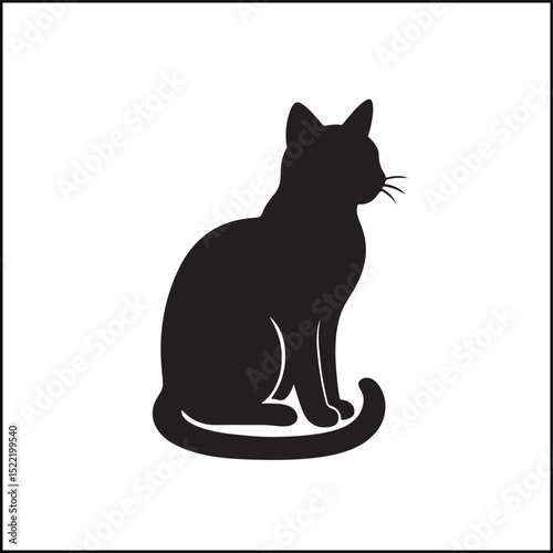 Black cat silhouette in minimal vector style