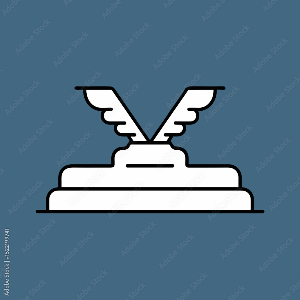 Obraz premium Winged trophy icon in minimalist design on blue background
