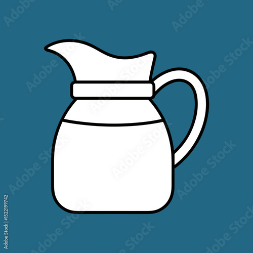 White pitcher filled with water on a teal background