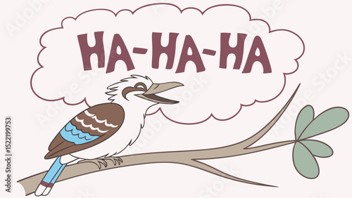 Cartoon Kookaburra Laughing with "Ha-Ha-Ha" Speech Bubble