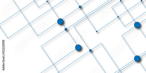 Blue, white Abstract technology background, hi tech digital connect, Minimalistic Circuit Design in Clean Composition. Technology network circuit board system dots and lines banner background 