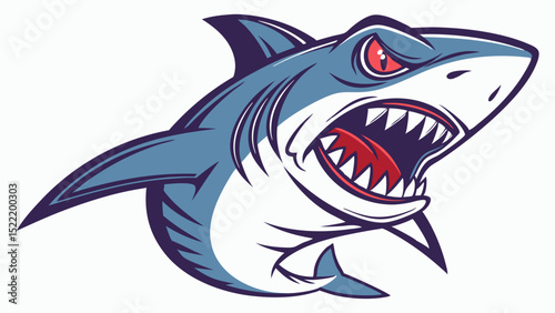 Fierce Cartoon Shark with Open Jaws and Sharp Teeth