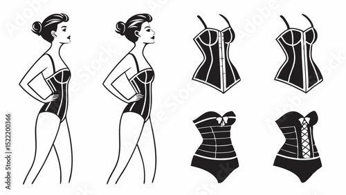 Stylish Corset Designs: Vintage Bodice Illustrations