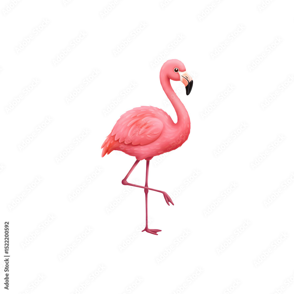 Obraz premium Elegant pink flamingo figurine standing on one leg, ideal for garden or decorative purposes
