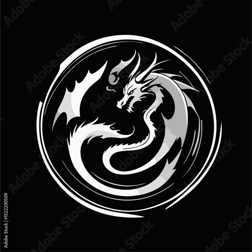 Dragon Logo Design, Chinese belief legend animal illustration