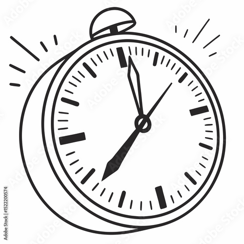 Simple Black and White Alarm Clock Illustration