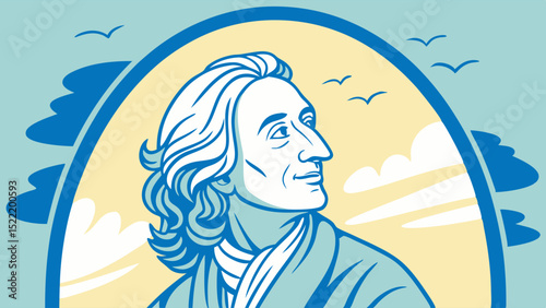 Profile Portrait of a Historical Figure in a Decorative Frame