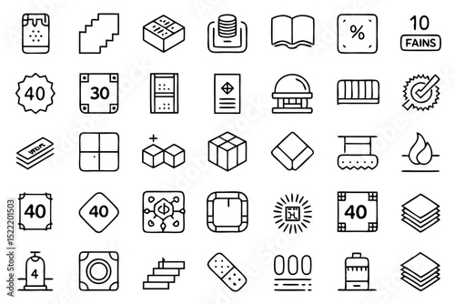 High quality line icons depicting various flooring materials for parquet and other floor types