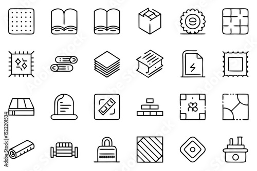 High quality line icons depicting various flooring types and floor materials