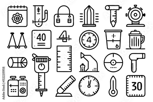 High quality single line icon depicting measurement tools for precise measuring tasks