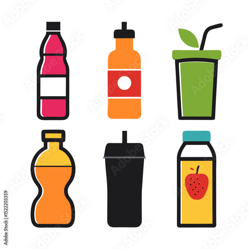 Illustrated vector drinks assortment isolated on a white background