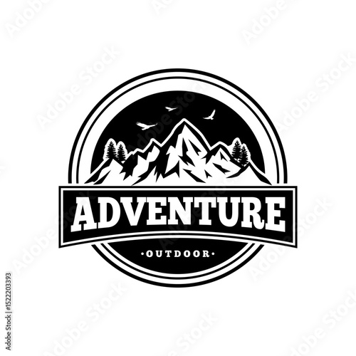 monochrome mountain adventure outdoor logo